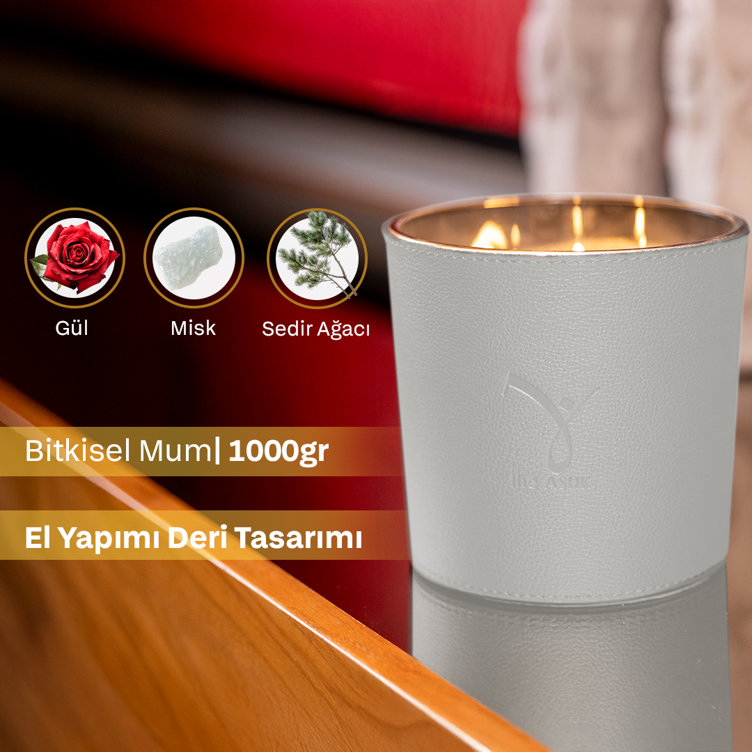 Deri Akish Acik Gri Bitkisel Mum 1000gr - 3