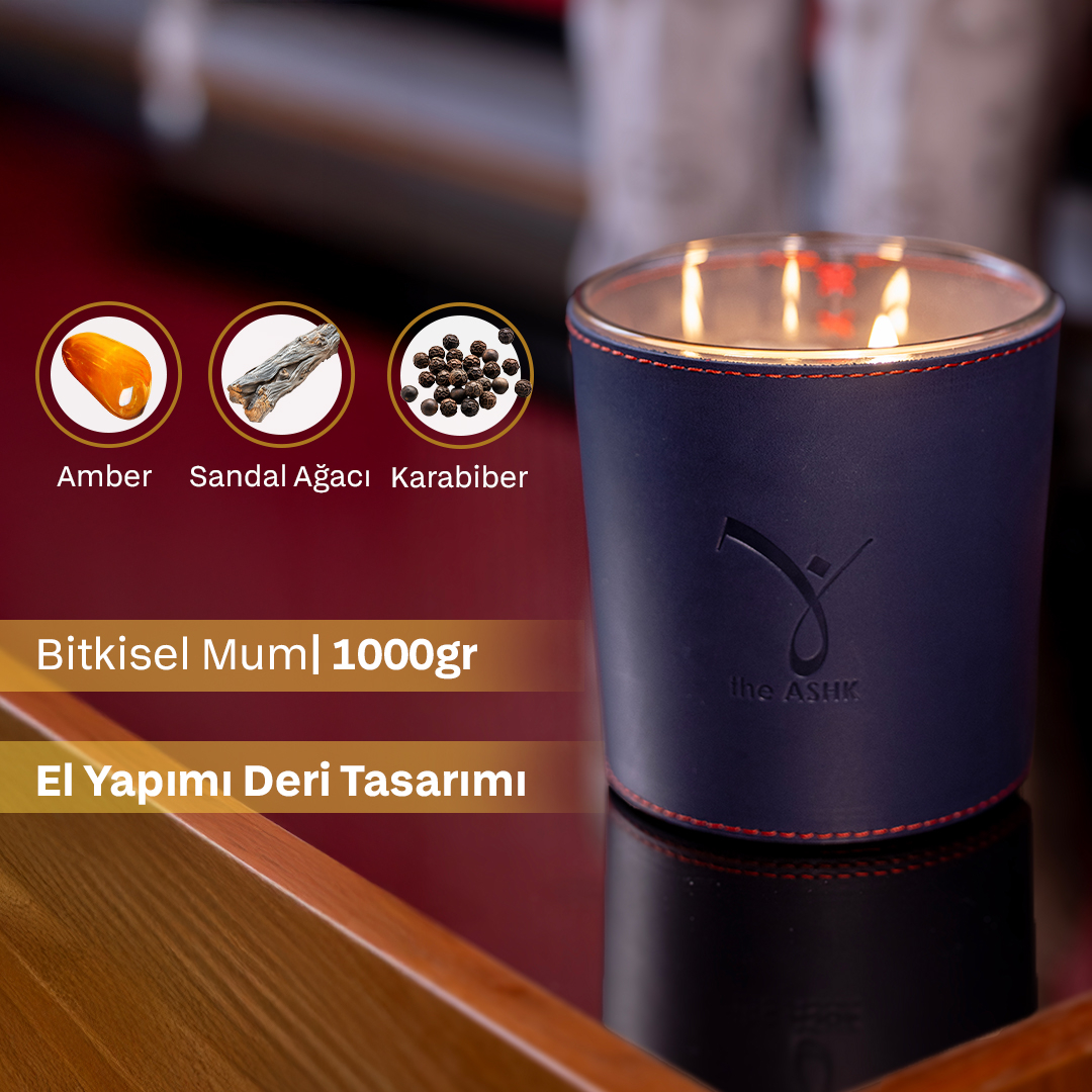 Deri Hayal Lacivert Bitkisel Mum 1000gr - 3