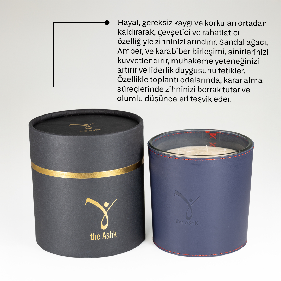 Deri Hayal Lacivert Bitkisel Mum 1000gr - 4