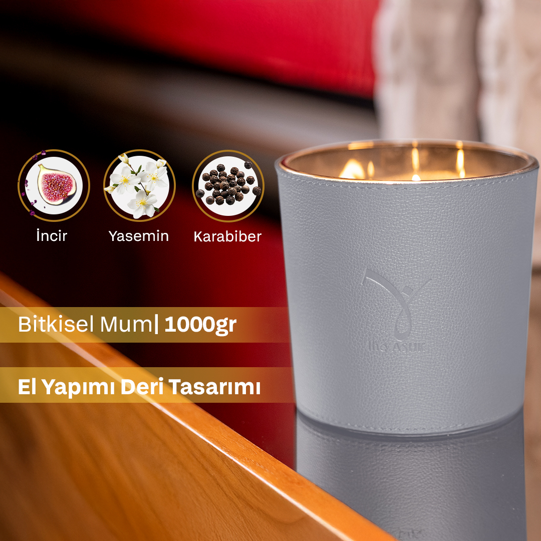 Deri Nadir Füme Gri Bitkisel Mum 1000gr - 3