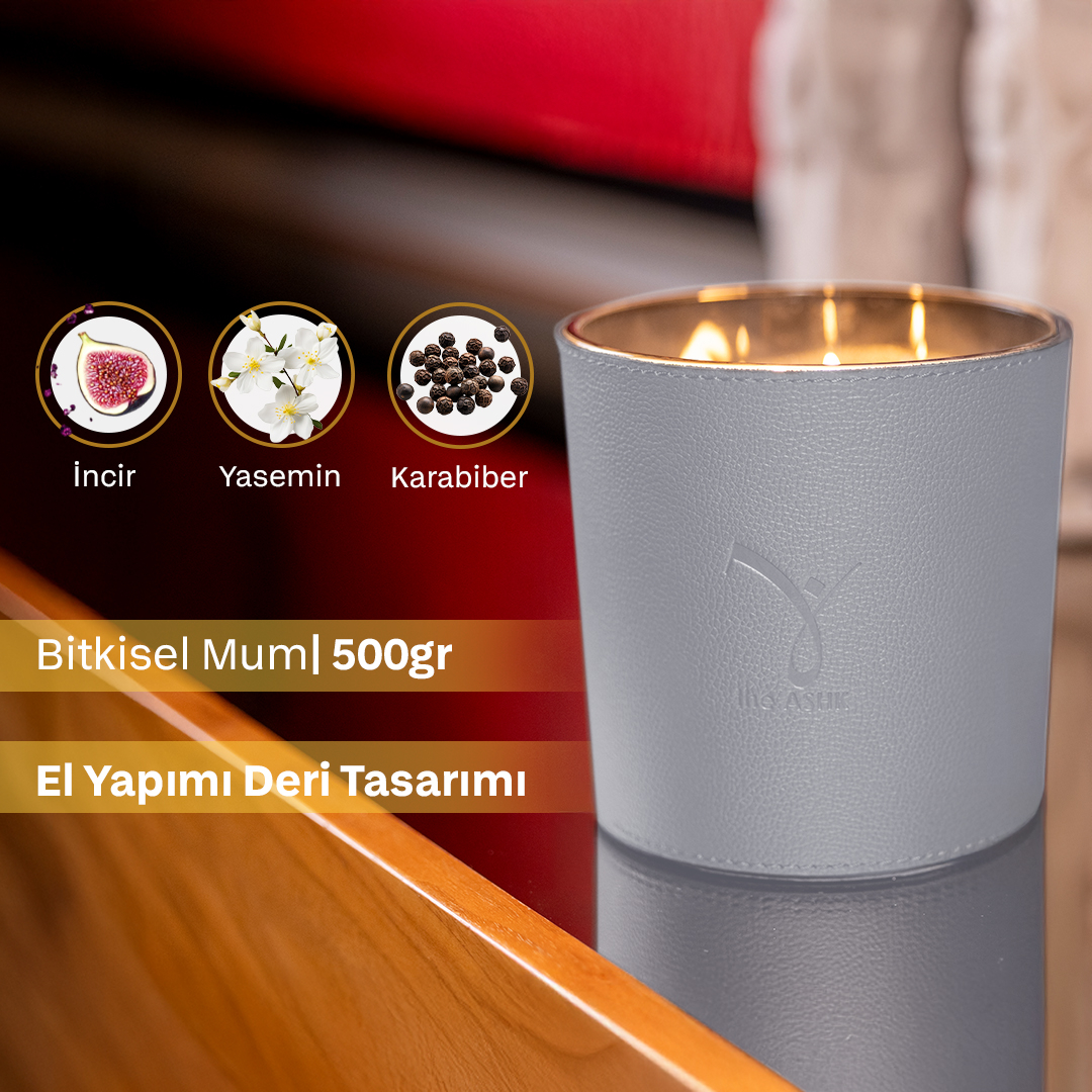 Deri Nadir Füme Gri Bitkisel Mum 500gr - 3