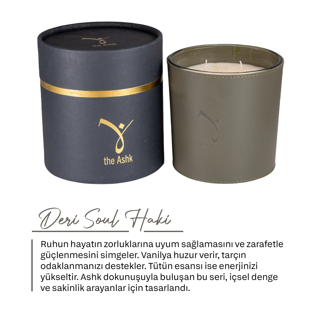 Deri Soul Haki Yesili Bitkisel Mum 1000gr - 2