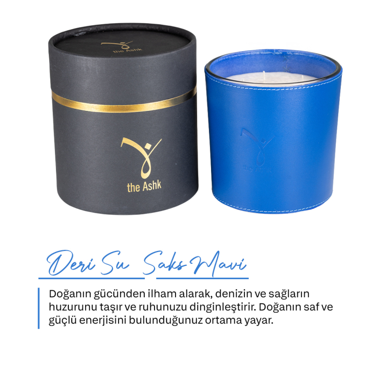 Deri Su Saks Mavi Bitkisel Mum 1000gr - 2