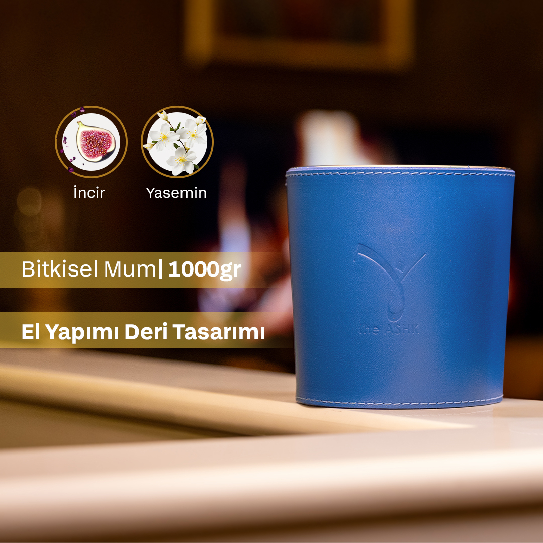 Deri Su Saks Mavi Bitkisel Mum 1000gr - 3